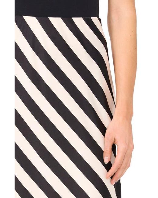 Halogen® Black Solstice Stripe Satin Midi Skirt