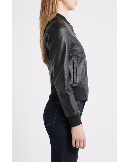 Frye Black Classic Leather Bomber Jacket