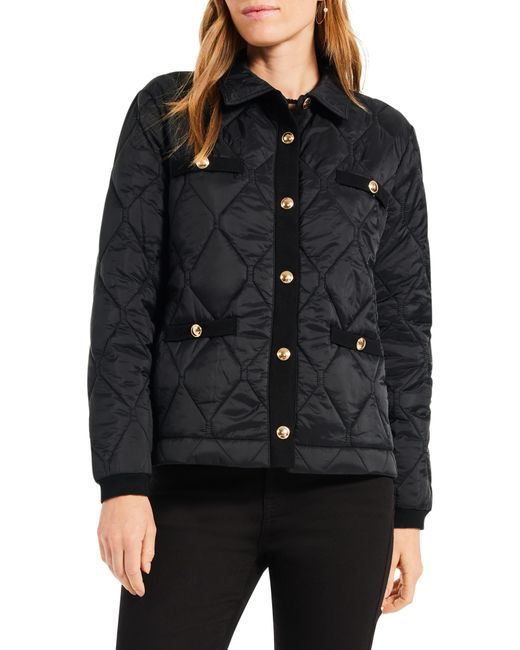 NIC+ZOE Nic+zoe Onion Quilted Mixed Media Puffer Jacket in Black Lyst