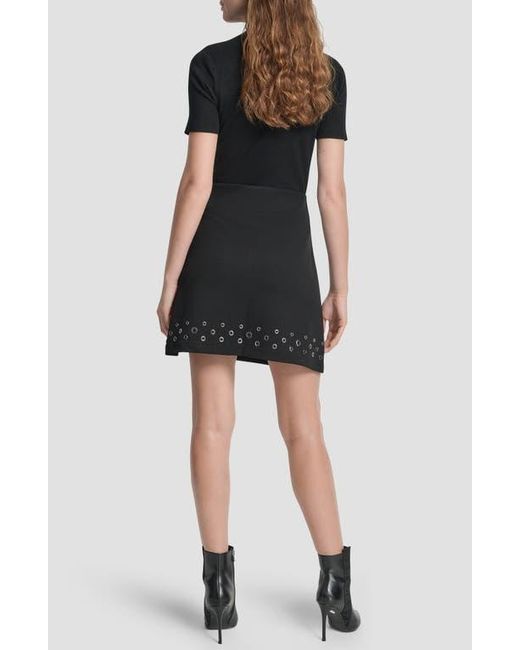 DKNY Black Grommet Trim Ponte Knit Miniskirt