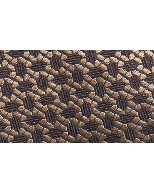 Canali Brown Geometric Silk Tie for men