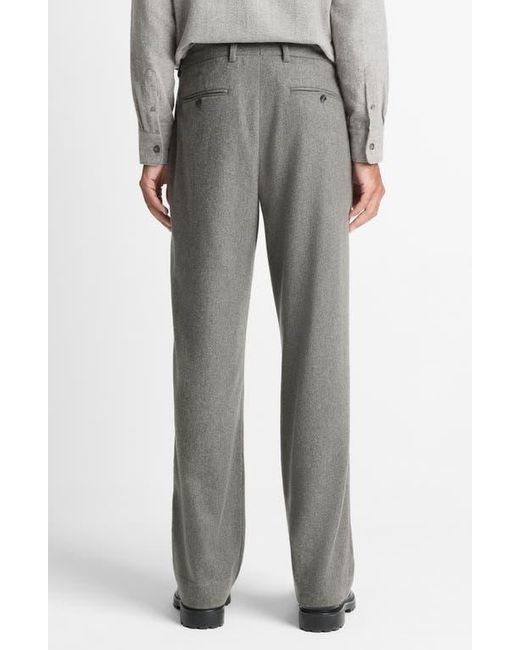 Vince Gray Double Pleated Heathered Wool Blend Flannel Suit Pants for men