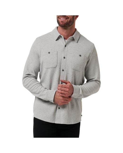 Travis Mathew Gray Cloud Waffle Knit Button-Up Shirt for men