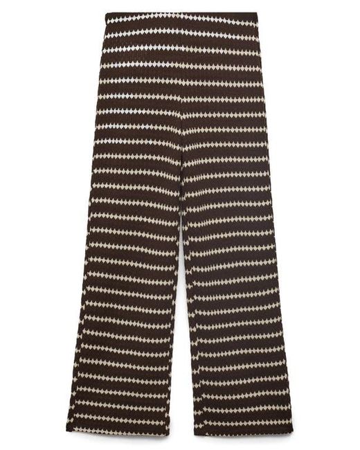 Mango Black Wavy Stripe Knit Pull-On Straight Leg Pants