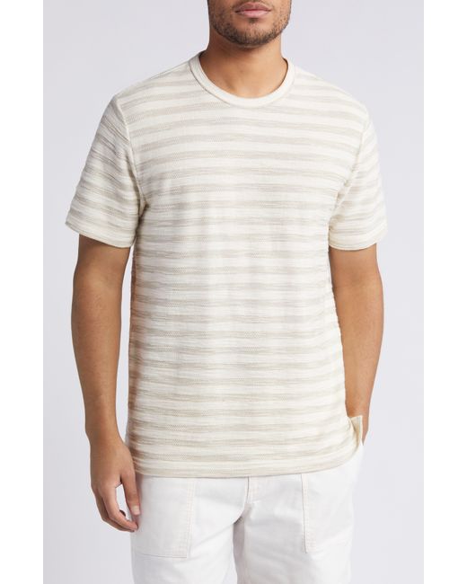 Treasure & Bond White Jacquard Stripe T-shirt for men