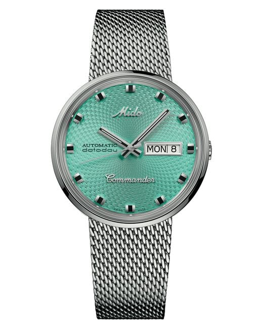 MIDO Gray Commander 1959 Automatic Mesh Strap Watch, 37Mm