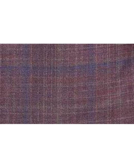 Peter Millar Purple Tailored Fit Windowpane Plaid Wool Sport Coat for men