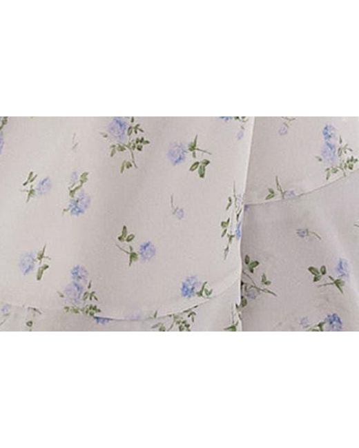 TOPSHOP White Floral Bow Strap Handkerchief Hem Dress