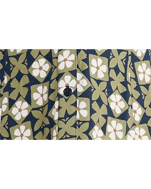 Seasalt Cornwall Green Cudden Print Organic Cotton Blend Midi Dress