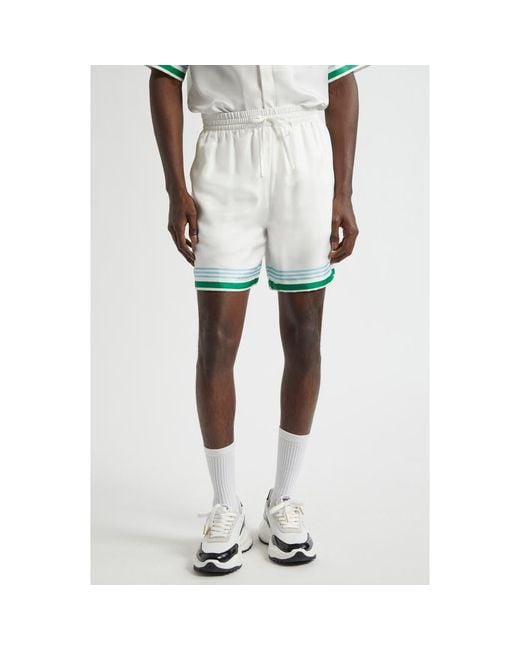 Casablanca White Silk Drawstring Shorts for men