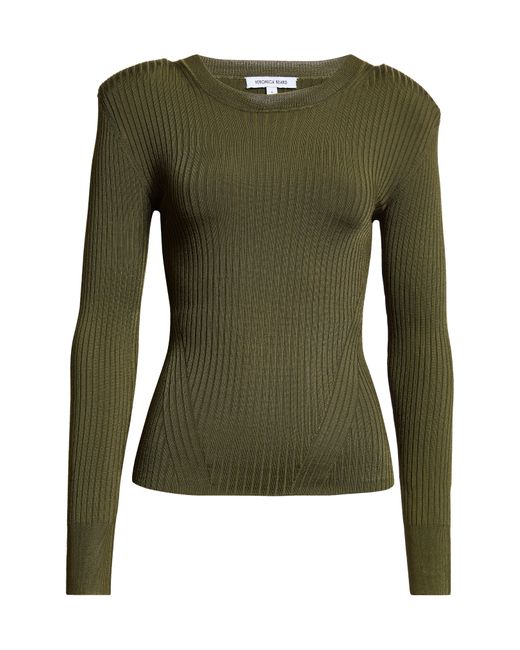 Veronica Beard Green Acara Rib Sweater
