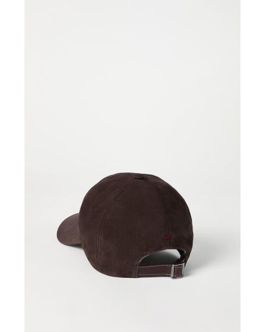 Brunello Cucinelli Brown Suede Baseball Cap for men