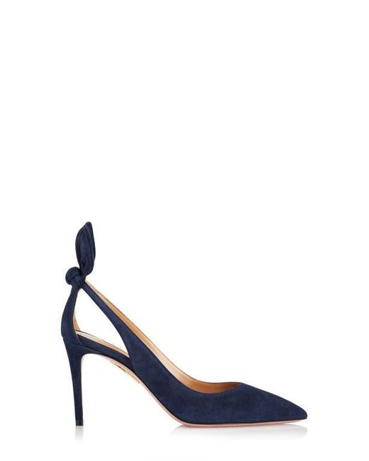 Aquazzura Blue Bow Tie Pointed Toe Pump