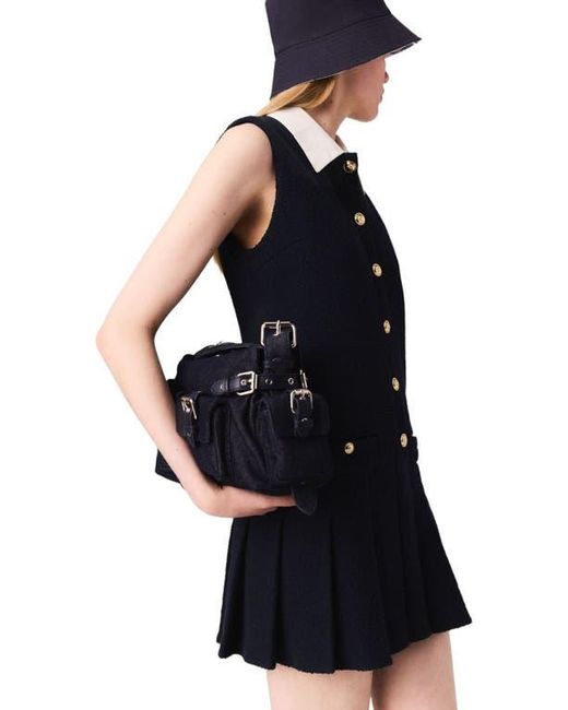 Maje Black Mini Tweed Dress With Removable Collar