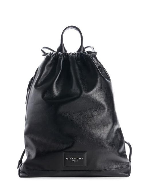 Givenchy Black Leather Drawstring Backpack for men