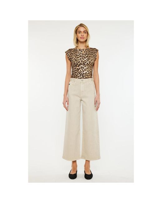 Kancan Natural Calla Ultra High Rise Cropped Wide Leg Jeans