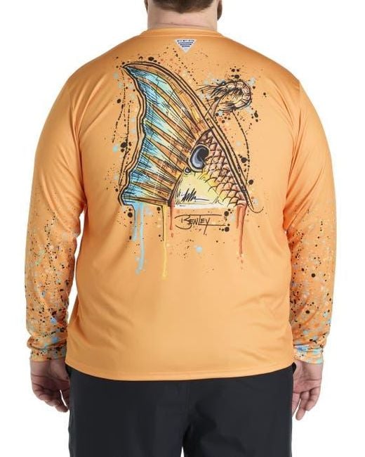 Columbia Orange Big & Tall Terminal Tackle Pfg X Bentley Long-Sleeve Graphic T-Shirt for men