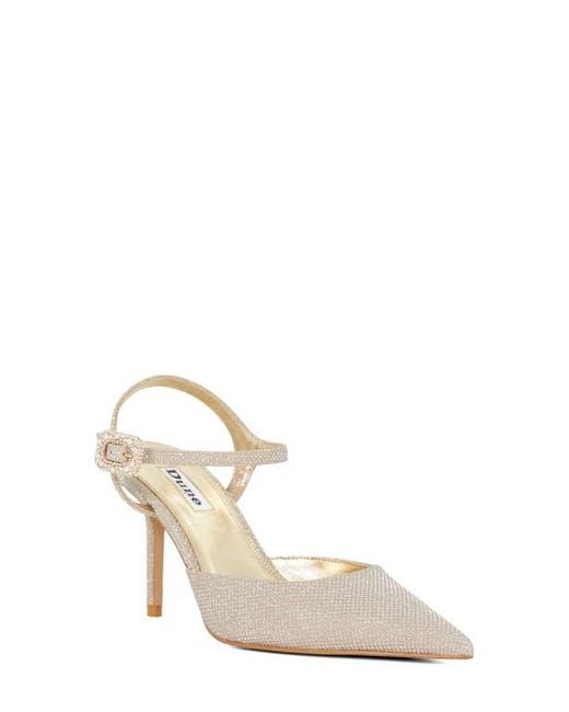 Dune White Channel Ankle Strap Pointed Toe Pump