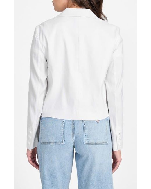 Guess White Linden Tie Front Linen Blend Crop Blazer