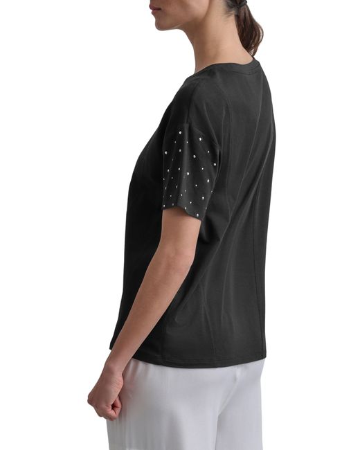 DKNY Black Rhinestone Sleeve T-shirt