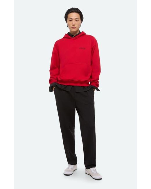 Helmut Lang Red Sketch Compact Cotton Graphic Hoodie for men