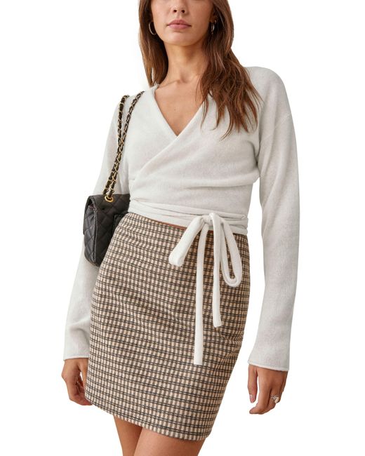 Reformation White Cashmere Wrap Sweater