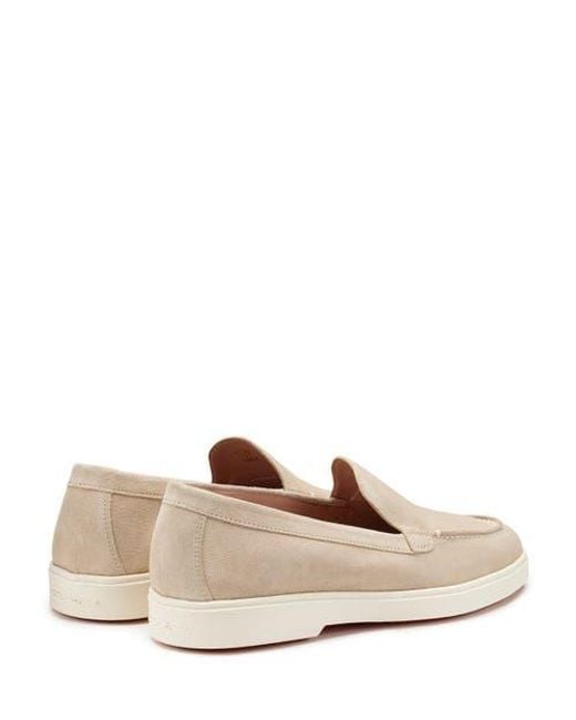Santoni White Suede Loafer