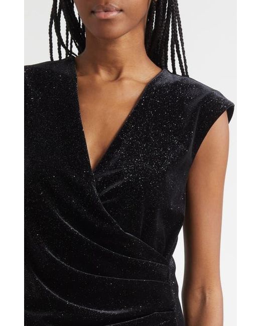 black metallic wrap dress Metallic Wrap Over Dress