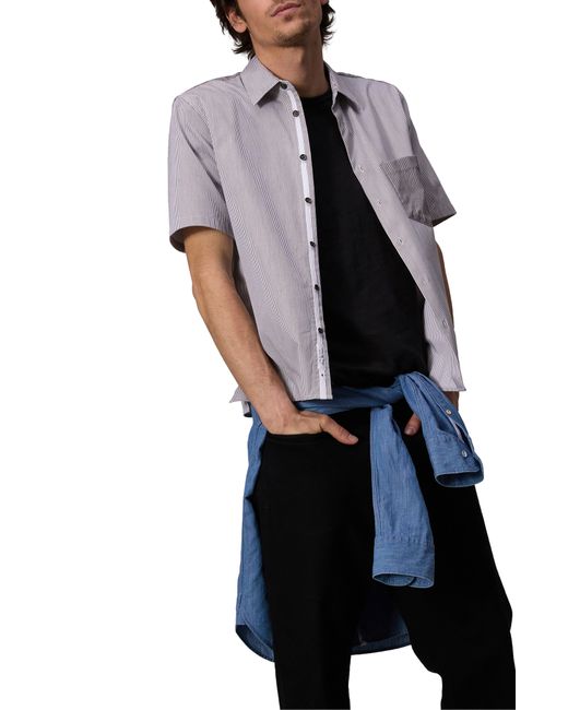 Rag & Bone Gray Dalton Mixed Stripe Stretch Short Sleeve Button-up Shirt for men