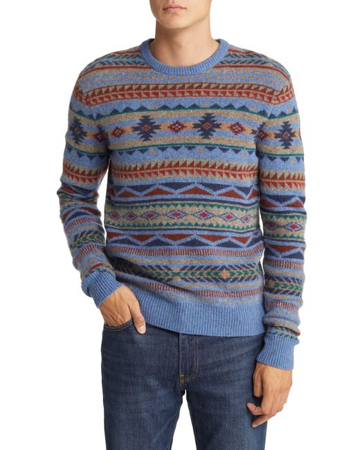 Faherty Doug Good Feather Fair Isle Wool Sweater in Blue for Men | Lyst