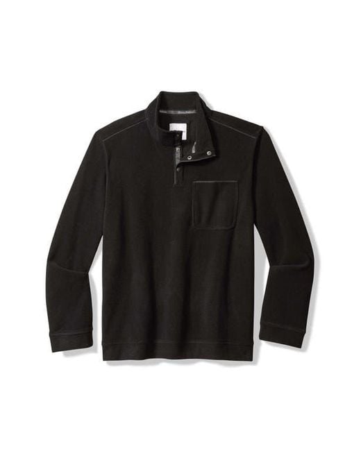 Tommy Bahama Black Sea Brook Textured Fleece Quarter Snap Pullover for men
