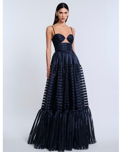 BCBGMAXAZRIA Blue Stripe Organza Gown