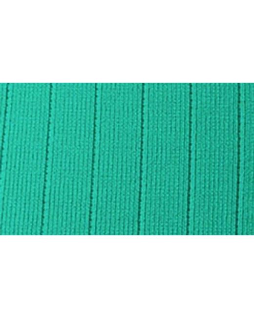 Grey Lab Green Power Shoulder Long Sleeve Knit Minidress