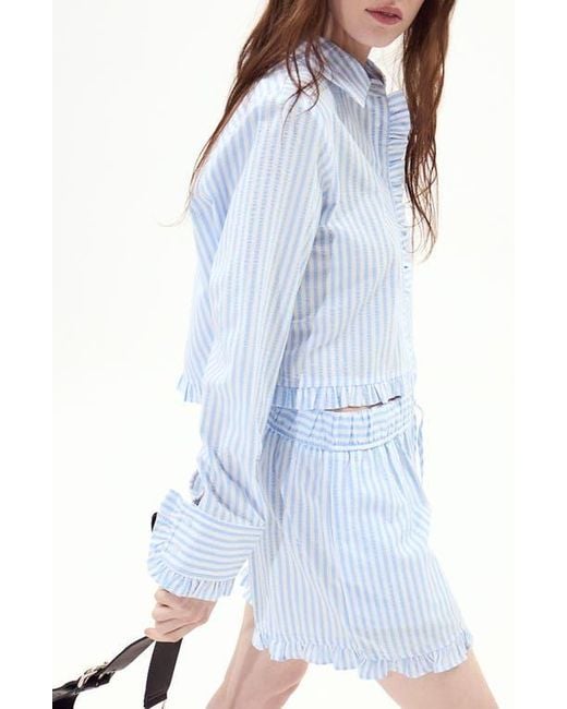 DELUC Blue Split Crop Shirt