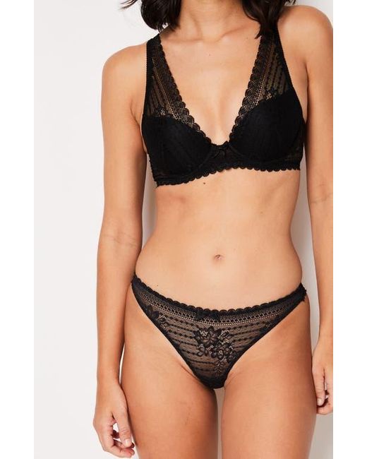 Etam Black Panama Lace Thong