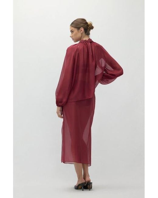 Naked Cashmere Red Amara Silk Organza Blouse