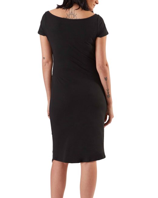 Stowaway Collection Black Ballet Ruched Maternity Dress
