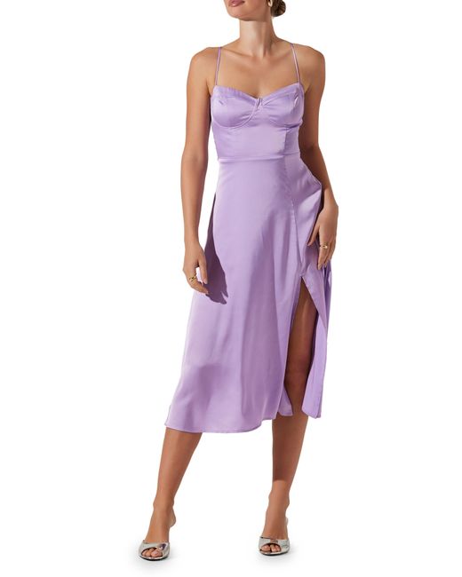 Astr Purple Bustier Satin Dress