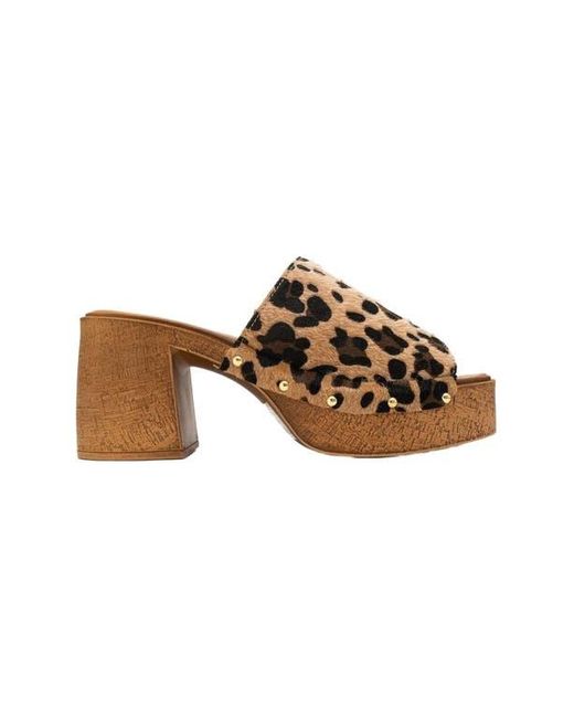 Forever & Always Shoes Brown Pull Leather Platform Mules