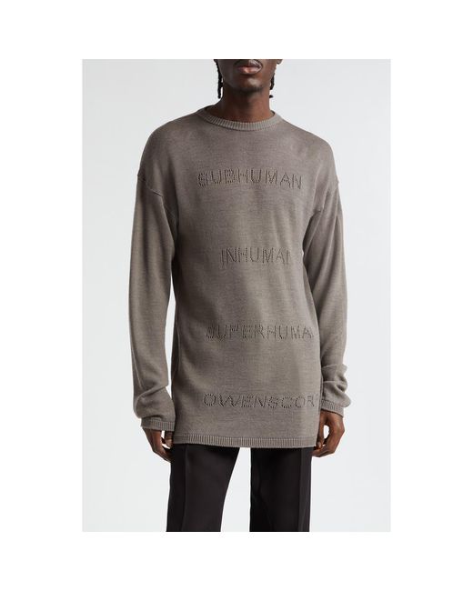 Rick Owens Tommy Oversize Wool Sweater in Gray for Men | Lyst