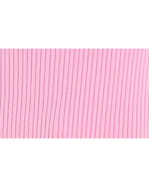 English Factory Pink Scallop Hem Square Neck Rib Sweater