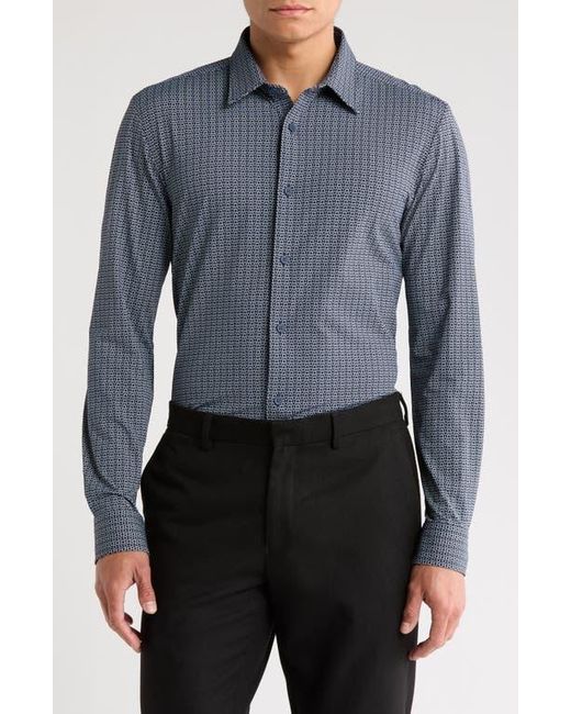 Boss Blue Roan Kent Geo Print Button-Up Shirt for men