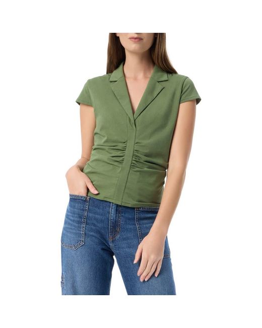 Dee Ocleppo Green Anastasia Center Ruched Cotton Blend Top