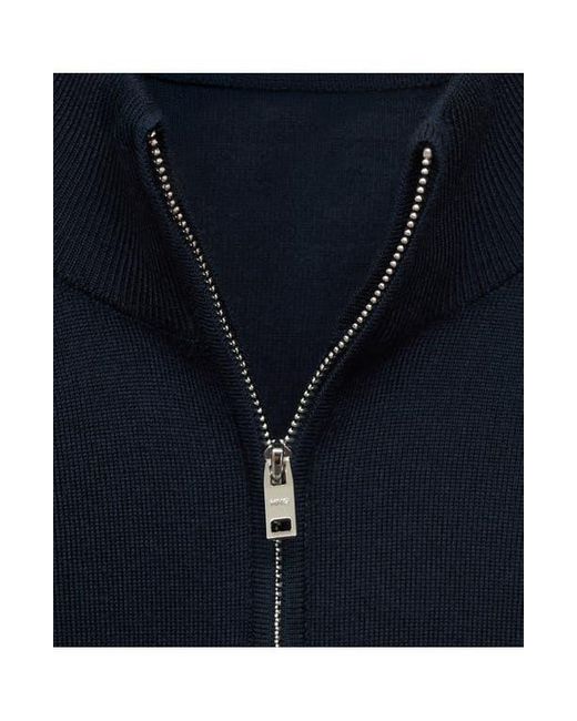 Mango Blue Perkins Wool Quarter Zip Sweater for men