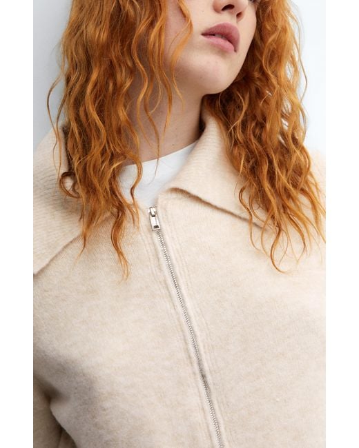 Mango Collar Zip Sweater in White Lyst