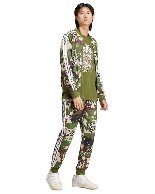 Adidas Green Lifestyle Camo Superstar Track Jacket for men