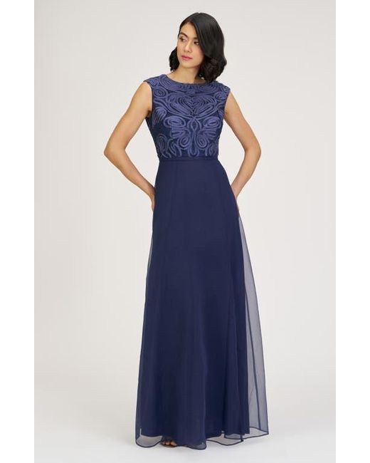 JS Collections Blue Keira Soutache Lace Bodice Gown