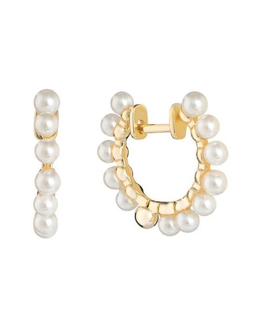 ATHRA LUXE Metallic Freshwater Pearl Hoop Earrings