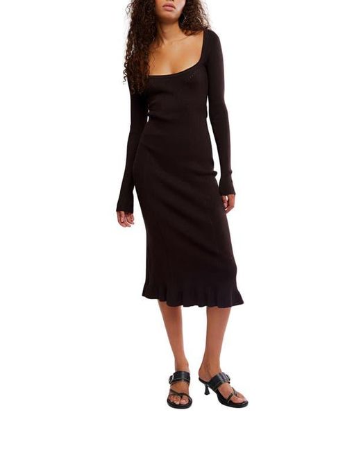 Free People Allister Long Sleeve Rib Midi Sweater Dress in Black | Lyst Free People Allister Long Sleeve Rib Midi Sweater Dress in Black | Lyst