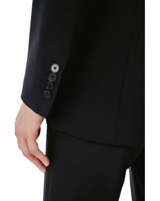 Another Tomorrow Black Tailored Single-Button Merino Wool Blazer